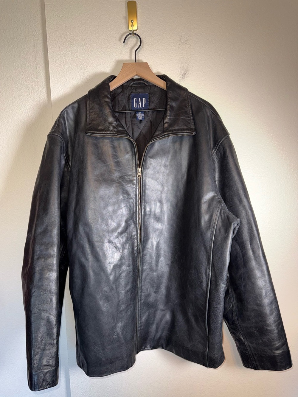 VINTAGE GAP 90s Clueless classic leather zip up Oversized bomber jacket XXL